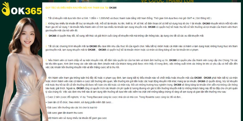 Những quy định cần phải biết khi tham gia khuyến mãi OK365